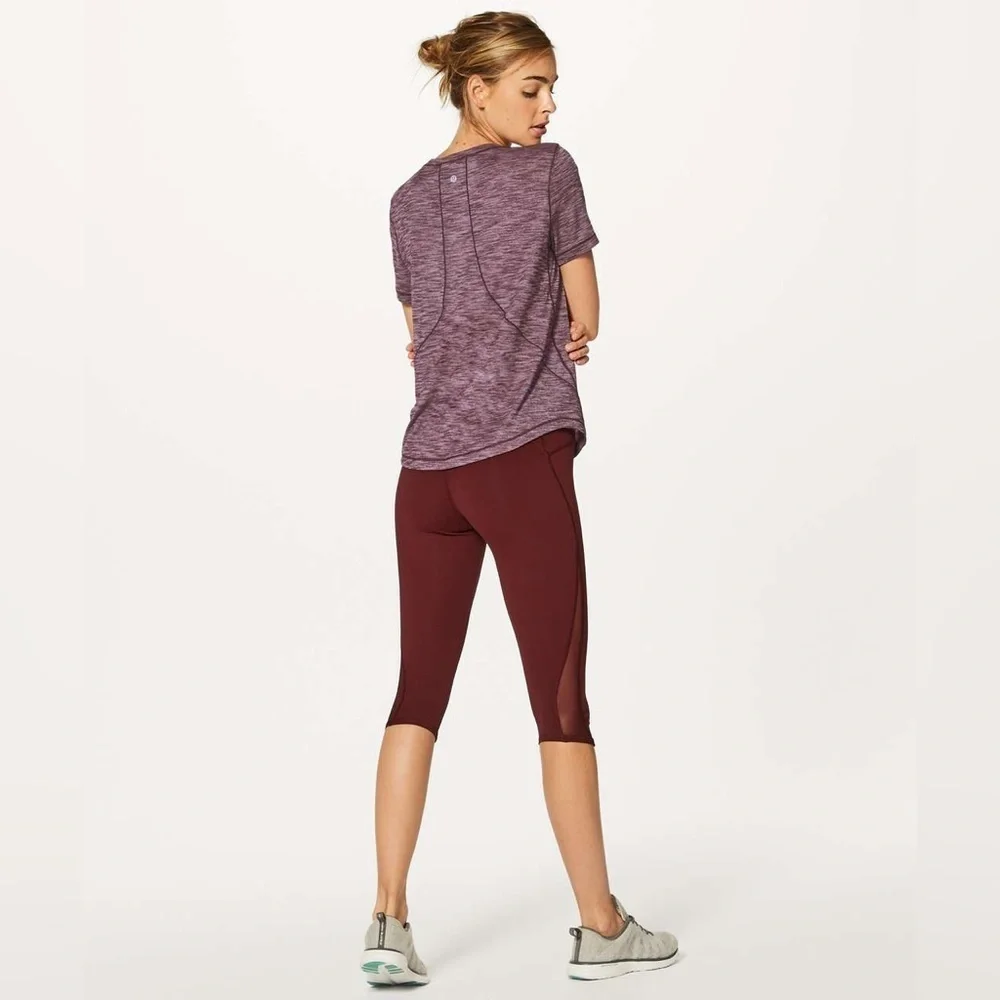 Lululemon Long Distance Short Sleeve in Heathered Garnet Size 4 / 6